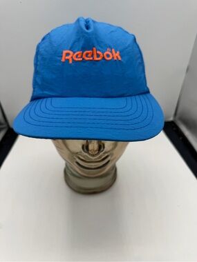 Vintage Nylon Reebok Electric Blue Cap with Orange Logo
